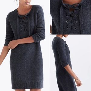 MADEWELL LACE-UP 100% MERINO WOOL SWEATER DRESS